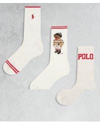 Polo Ralph Lauren - Pack De 3 Pares De Calcetines De Varios Colores Con Logo De Polo Bear De - Lyst