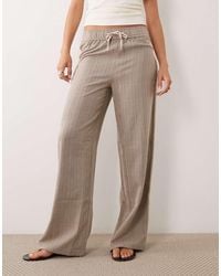 New Look - Check Wide Leg Trousers With Piping - Lyst