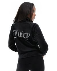 Juicy Couture - Velour Zip Track Jacket With Diamante Back Logo - Lyst