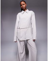 ASOS - – hemd mit schulterpolstern, geraffter taille und nadelstreifen, kombiteil - Lyst