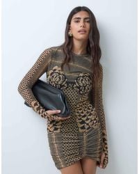 AFRM - Mirza Mesh Crew Neck Long Sleeve Mini Dress - Lyst