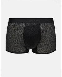 Calvin Klein - Microfibre Emblem Print Lace Low Rise Trunk - Lyst