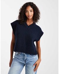 ASOS - Top Senza Maniche Soffice Squadrato Con Scollo A V - Lyst