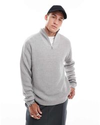 New Look - Gebreide Trui Met 1/4 Rits - Lyst