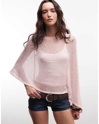 Daisy Street - Boho Open Knit Poncho - Lyst