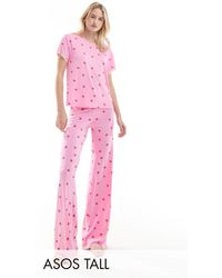 ASOS - Tall Mix & Match Super Soft Heart Print Pyjama Trouser - Lyst