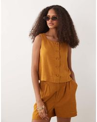 Nobody's Child - Sammie Linen Blend Button Front Top - Lyst