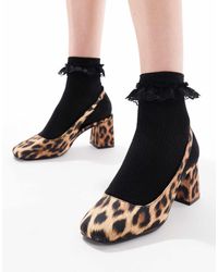 London Rebel - Sling Back Block Heeled Mules - Lyst
