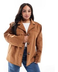 ASOS - Asos Design Curve Faux Suede Button Front Jacket - Lyst