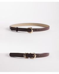 Pieces - 2 Pack Gold Buckle Belt - Lyst