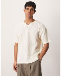 ASOS - T-shirt oversize texturé à col v - Lyst