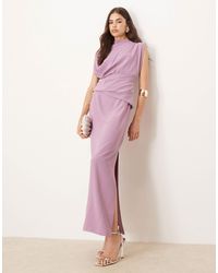 ASOS - Asos design tall – hochgeschlossenes, drapiertes midikleid - Lyst