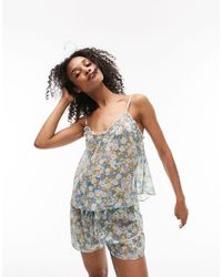 TOPSHOP - Pyjama avec short et caraco à imprimé fleurs - Lyst