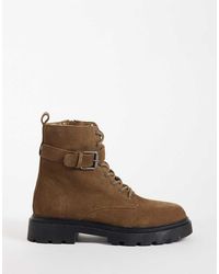 Mango - Teen 100% Leather Suede Buckle Detail Biker Boot - Lyst