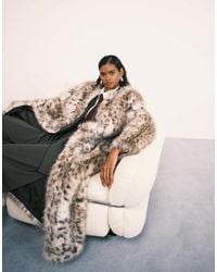 ASOS - Collarless Longline Faux Fur Coat - Lyst