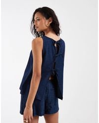 ASOS - Denim Tie Back Shell Top Co-ord - Lyst