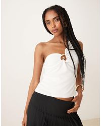 ASOS - Rib Off Shoulder Top With Trim Detail - Lyst