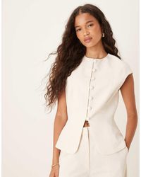 ASOS - Linen Blend Cap Sleeve Waistcoat - Lyst
