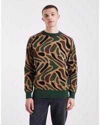 Parlez - Logo All Over Camo Print Knit Jumper - Lyst
