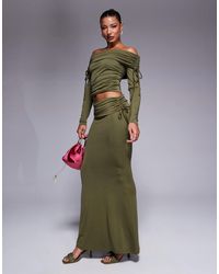 ASOS - Premium Modal Fold Over Waist Fishtail Maxi Skirt With Side Ruching - Lyst