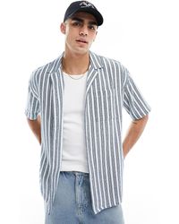 New Look - Short Sleeved Textured Stripe Patterned Shirt - Lyst