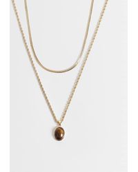 Reclaimed Vintage - Neck Chain And Pendant With Semi Precious Tigers Eye Stone - Lyst