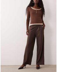 Jdy - Pantalon coupe ample d'ensemble à détail boutonné - chocolat - Lyst