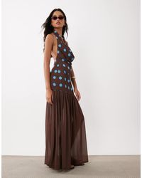 Missy Empire - Halterneck Drop Waist Maxi Dress - Lyst