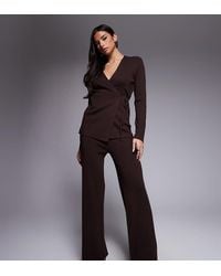 Kaiia - Exclusive Ribbed Knit Wide Leg Trousers Co-ord - Lyst