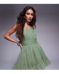 LACE & BEADS - Mini Bandeau-Jurk Met Structuur - Lyst