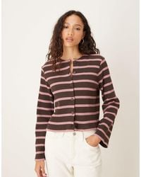 ASOS - Cut And Sew Stripe Button Through Long Sleeve Top - Lyst