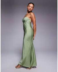asos design satin tape halter maxi dress in green ASOS Satin Tape Halter Maxi Dress in Green