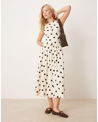 Abercrombie & Fitch - Robe mi-longue à taille basse et col montant - pois s - Lyst