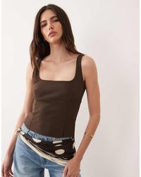 Mango - Square Neck Structured Sleeveless Top - Lyst