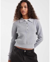 ASOS - Knitted Relaxed Collar Henley Jumper - Lyst