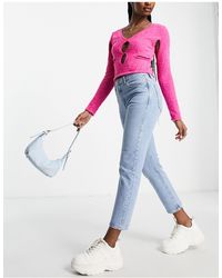 TOPSHOP - Cropped Mid Rise Easy Straight Jeans - Lyst
