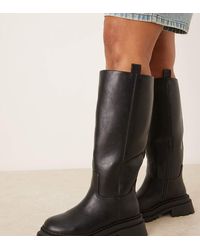 ASOS - Curve Cecilia Chunky Flat Knee Boots - Lyst
