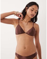 GOOD AMERICAN - Satin Perfect Fit Bikini Top Co-Ord - Lyst