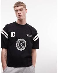 ASOS - Boxy Oversized Fit T-shirt With Cut And Sew Panelling And Football Graphic - Lyst