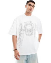ASOS - T-shirt super oversize bianca con stampa grunge sul petto - Lyst