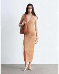 & Other Stories - Space Dye Knitted Halter Neck Dress With Keyhole Maxi Dress - Lyst