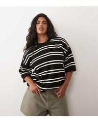 ASOS - Asos Design Curve Knit Stripe Compact Structured Oversized T-shirt - Lyst