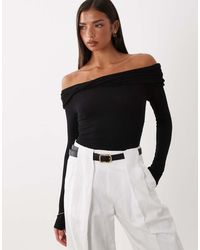 Miss Selfridge - Wrap Bardot Bodysuit - Lyst