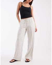 Vero Moda - Linen Touch Wide Leg Pants With Drawstring Waist - Lyst