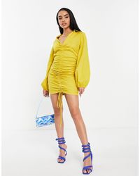 Femme Luxe - Ruched Long Sleeve Mini Dress - Lyst