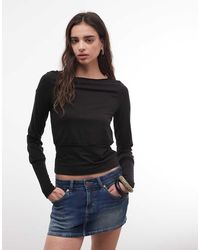 Weekday - Boat Neck Long Sleeve Top With Snatched Waist - Lyst