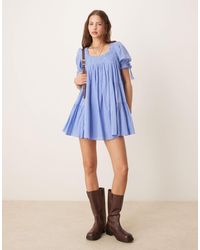 Free People - Sandy Shores Babydoll Mini Dress - Lyst