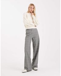 ASOS - Asos design tall - pantalon décontracté coupe droite ajustée à motif pied-de-poule - noir et blanc - Lyst