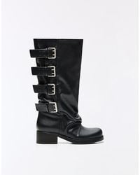 Bershka - Biker Boot With Buckles - Lyst