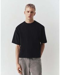 Pull&Bear - T-Shirt A Maniche Corte Squadrata Oversize Nera - Lyst